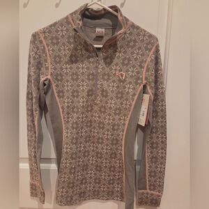 Kari Traa Gray and Pink Long Sleeve Top